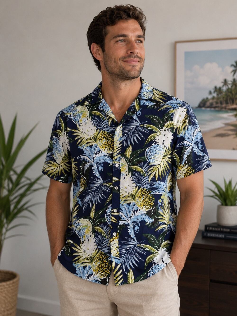 TuneVuse Tropical Hawaiian Button-Up Shirt NWT Men’s Large